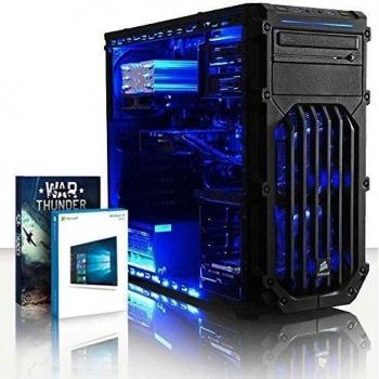 VIBOX Smokescreen 6 - 3,9GHz Intel i5 Quad Core CPU, R7 360 GPU, Avanzado, Ordenador de sobremesa para oficina Gaming con unidad central, Windows 10, Iluminaciàn interna azul
