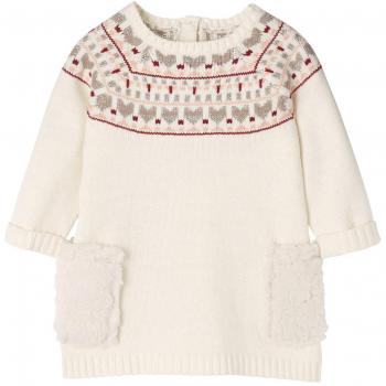 VERTBAUDET Vestido de Punto Tricot para bebé con Motivo Jacquard Marfil 6M