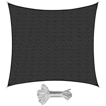 Sekey Toldo Vela de Sombra 3x3m Cuadrada HDPE Prueba de Viento, Transpirable, Protección Rayos UV, para Terraza Patio Exteriores Jardín, con Ojales y Cuerdas de Fijación, Gris Claro