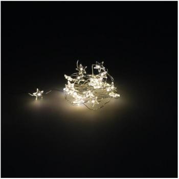 Guirnalda de Luces de Navidad Estrellas 20 LED Blanco Cálido IP44 Pilas 3xAA