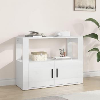 Aparador de madera multicapa blanco pulido 80x30x60 cm