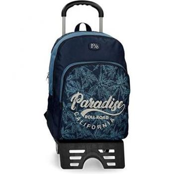 Roll Road Palm Mochila Escolar Doble Compartimento con Carro Azul 33x44x13,5 cms Poliéster 19.6L