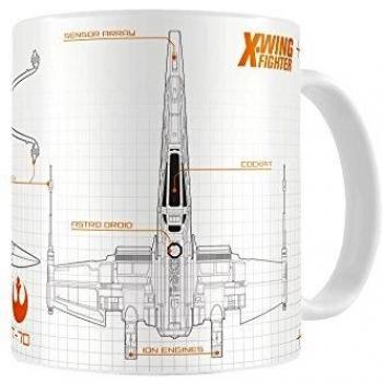 SD toys SDTSDT89006 - Taza de cerámica, diseño Star Wars Episodio 7, X-Wing Blueprint, color blanco y naranja