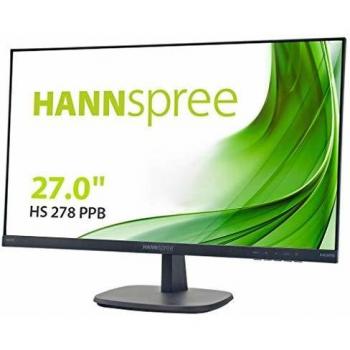 Monitor Hannspree HS278PPB de 27 con Resolución Full HD 1920x1080, Tiempo de Respuesta 5ms, Conexiones VGA, HDMI y DP, Altavoces Integrados, Color Negro y Gris