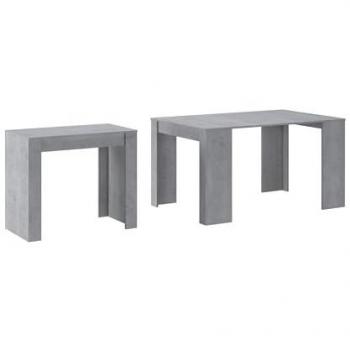 Mesa Consola Extensible Moderna para Comedor y Cocina, Color Cemento, Hasta 140 cm, Para 6 Comensales, Dimensiones Cerrada: 90x50x78 cm