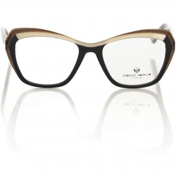 Frankie Morello Chic Cat Eye Eyeglasses Black Cream, Female, One Size, Black Acetate Frames
