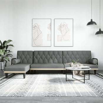 Sofá cama en L oscuro de tela 260x140x70 cm