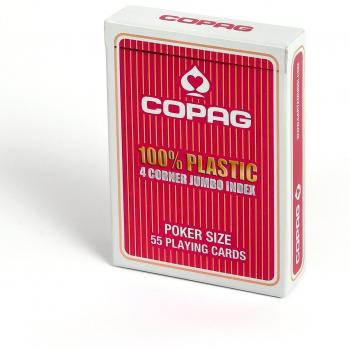 Baraja de Poker Copag 100% Plástico Jumbo Índice Rojo con 4 Esquinas - A partir de 18 años