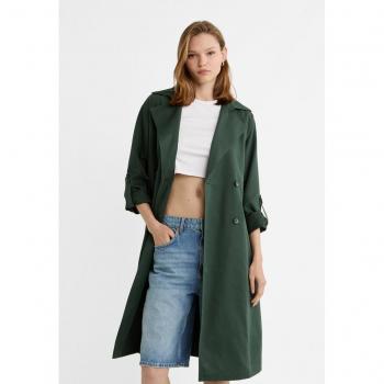 Bottle Green Long Flowing Trench Coat S