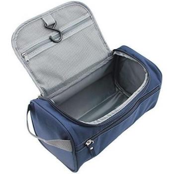 JTDEAL Neceser Impermeable Bolsa De Aseo Bolsa De Viaje Bolsa de cosmético Maquillaje Organizador con Gancho Consistente Para Hombres/Mujeres/Niños Azul Oscuro