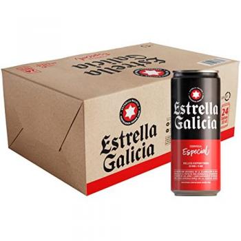 Estrella Galicia Especial - Cerveza Lager Especial, Pack de 24 Latas x 33 cl, Sabor Ligero y Amargo, Aroma a Lúpulo, 5,5% Volumen de Alcohol