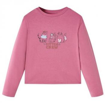 Camiseta Infantil de Manga Larga Estampado de Gatitos Ropa Niños Frambuesa 104