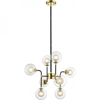 Lámpara colgante Remy Black de 8 bombillas, diámetro de 23 cm, color dorado y negro