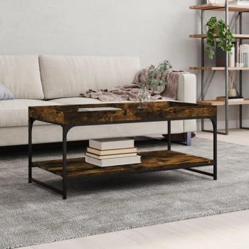 Mesa de centro de madera de ingeniería 100x49x45 cm en color negro, roble sonoma y roble ahumado, adecuada para salón o comedor, también como mesita auxiliar o mesa de café