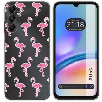Funda Silicona Transparente con Diseño de Flamenco para Samsung Galaxy A05s