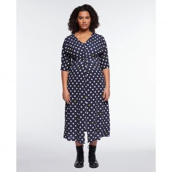 Vestido midi de lunares en tejido de punto