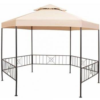 vidaXL Garden Marquee Gazebo Pavilion Tent Hexagonal Beige 323x265 cm