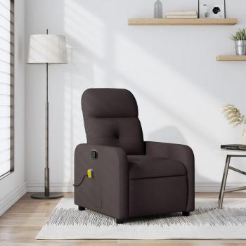 Silla de masaje reclinable marrón oscuro en tela