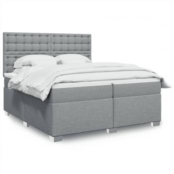 Cama box spring de muelles con colchón gris claro 200x200 cm tela