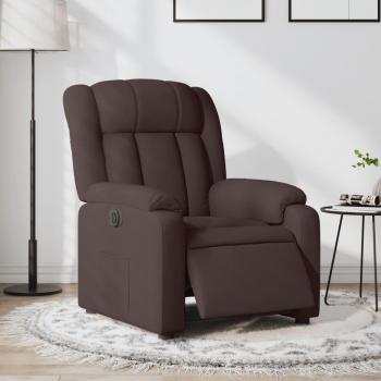 Sillón eléctrico reclinable en tela marrón oscuro Vidaxl con función de reclinación automática y tapizado en tejido suave