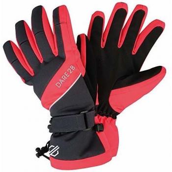 Dare 2b Merit Waterproof Breathable Thinsulate Lined Insulated Ski Snowboard Glove with Textured PU Palm and Fingertips Guantes, Mujer, Ébano/Coral Ardiente, L