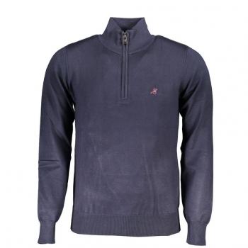 U.S. Polo Assn. Men's Elegant Half-Zip Blue Sweater with Embroidered Logo - Size 3XL