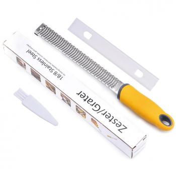 Profesional MICRO rallador de queso y limón para parmesano, especias, cítricos, Chocolate, Acero inoxidable con Bono seguridad Shield y cepillo de limpieza por othermax