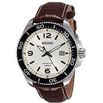 Seiko Men's Analogue Kinetic Watch with Leather Strap SKA749P1