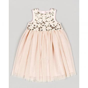 Vestido de niña sin mangas con bordado de flores y lentejuelas