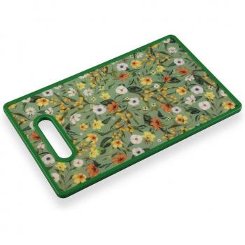 Tabla de cortar Versa Fiore con diseño floral y medidas 23 x 1,2 x 37 cm en polipropileno
