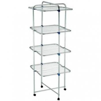 Tendedero vertical de aluminio con 4 estantes y 25 metros de capacidad