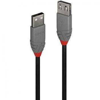 Cable de Extensión USB 2.0 Tipo A de 0,2 metros - Negro/Gris