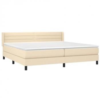 Cama Box Spring con Colchón Tela Color Crema 200x200 cm