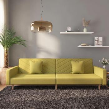 Sofá cama de 2 plazas con dos almohadas de tela verde vidaXL