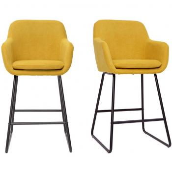 Set de 2 taburetes de cocina efecto aterciopelado amarillo mostaza 65 cm AMIKA