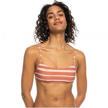 Top de bikini Roxy Printed Beach Classics Bandeau beige blanco mujer - XS