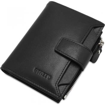 Cartera Hombre Cuero RFID Bloqueo BTNEEU Billetera Piel Hombre con Bolsillo de Moneda, Carteras Hombre Cremallera con 18 Ranura para Tarjeta, Pequeño Hombre Monedero de Piel con Caja de Regalo