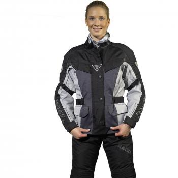 Racer Vento Chaqueta de Motorista para Mujer, Negro/Gris, XS