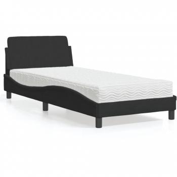 Cama con colchón de terciopelo negro 90x200 cm Vidaxl