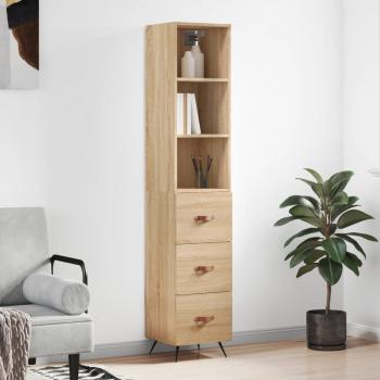 Aparador de madera contrachapada roble Sonoma 34,5x34x180 cm marrón vidaXL