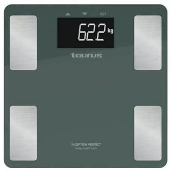 Báscula de baño electrónica Taurus Inception Perfect, 180 kg, 2 pilas AAA, Apagado automático, ultra plano, Gris