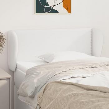 Cabecero de Cama Blanco con Orejas en Cuero Sintético 103x23x78/88 cm