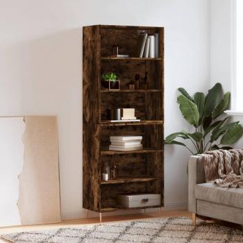 Aparador alto de madera de ingeniería en roble ahumado 69,5x32,5x180 cm marrón vidaXL