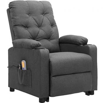 Sillón de masaje elevable tela gris claro