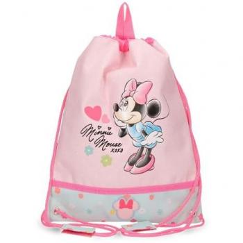 Mochila Saco y Bolsa de Merienda Minnie Mouse Rosa Poliéster 27x34 cm