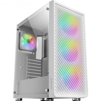 Mars Gaming MC-F Blanca Semitorre ATX con Ventana de Cristal Templado, Frontal Metal-Mesh y 4 Ventiladores ARGB de 120mm