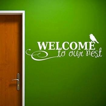 Bienvenido a nuestro mundo pared materia Weevils - grande hogar moderno desprendibles - decoración de la pared del vinilo dodoskinz para el arte de la decoración bricolaje, vinilo, blanco, Small Size