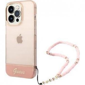 Funda Translúcida con Correa para iPhone 14 Pro Max - Rosa - Guess