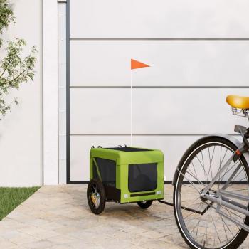 Remolque de Bicicleta para Mascotas de Hierro con Tela Oxford en Color Verde y Negro