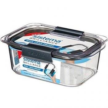 Sistema Contenedor de Almacenamiento de Alimentos, Transparente con Clips Grises y Sello, 920 ml